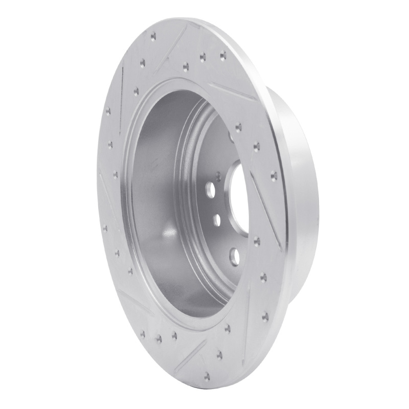 Toyota Highlander Brake Rotor (1) - Rear Right - R1 Concepts - Drilled & Slotted - Silver - `08-`13